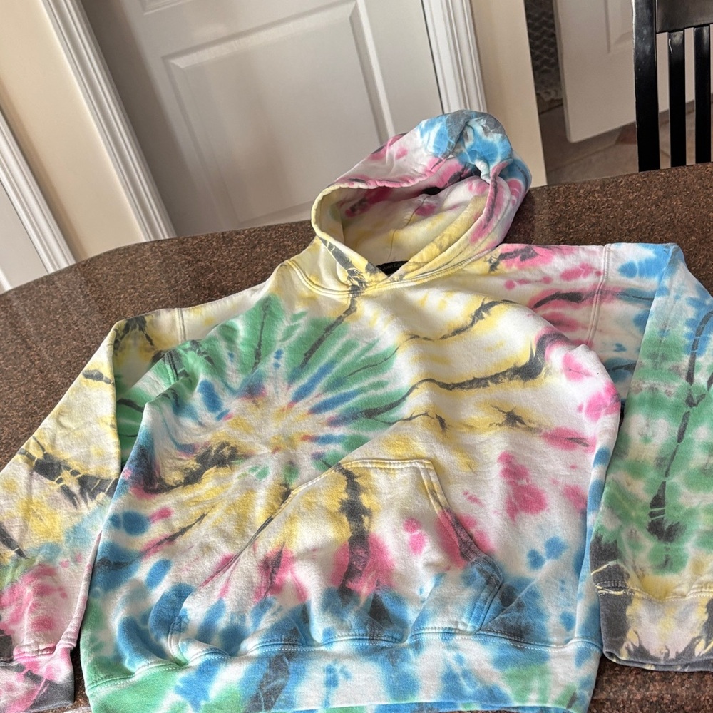 John Eshaya Ladies multi tie dye oversized hood sweatshirt-S